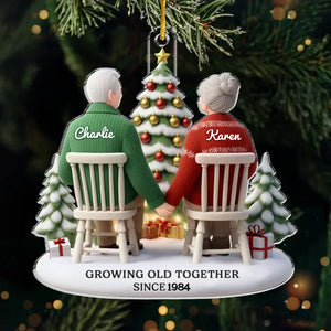 Vieillir ensemble - Ornement personnalisé en 3D avec effet gonflable - Décoration en acrylique personnalisée - Cadeau de Noël pour mari et femme, anniversaire