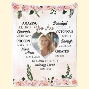 Couverture personnalisée avec photo « Vous n'êtes jamais seul » – Affirmation – Cadeau pour vous-même
