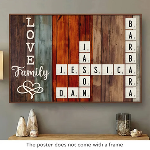 L'amour pousse mieux dans les petites maisons - Affiche horizontale personnalisée pour la famille - Cadeau de Noël pour les membres de la famille