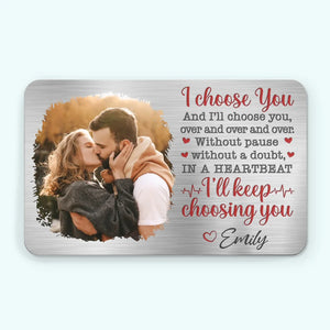 Carte portefeuille en aluminium personnalisée avec photo « Plus heureux avec toi » pour couple – Cadeau pour mari et femme, anniversaire