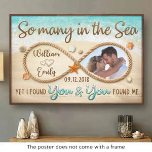Photo personnalisée « Tant de gens dans la mer, mais je t'ai trouvé » - Affiche horizontale personnalisée pour couple - Cadeau pour mari et femme, anniversaire