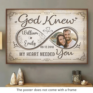 Photo personnalisée Dieu savait que mon cœur avait besoin de toi - Affiche horizontale personnalisée pour couple - Cadeau pour mari et femme, anniversaire