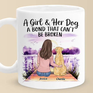 Une fille et son chien, unis par l'amour - Mug personnalisé avec chien - Cadeau pour les propriétaires d'animaux et les amoureux des animaux