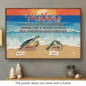 Son amour, comme une carapace de tortue, est toujours là pour protéger - Affiche horizontale personnalisée pour la famille - Cadeau pour maman