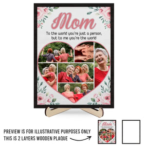 Photo personnalisée : Toujours reconnaissant pour ces moments ! Plaque en bois personnalisée à 2 couches avec support pour famille ! Cadeau pour maman et fille