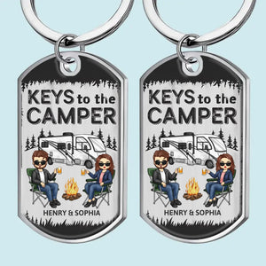 Débloquez l'aventure avec les clés du camping-car - Porte-clés personnalisé pour camping - Cadeau pour couple, mari, femme, amoureux du camping