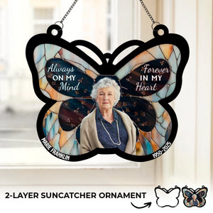 Custom Photo Love Lives On Forever - Memorial Personalized Window Hanging Suncatcher Ornament - Sympathy Gift For Family Members