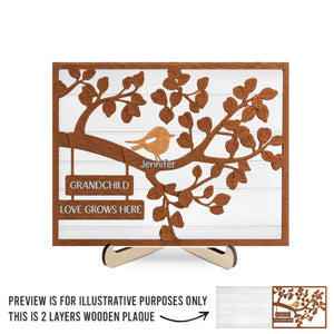 L'amour n'a pas de limites - Plaque en bois personnalisée à 2 couches avec support - Cadeau pour maman, grand-mère