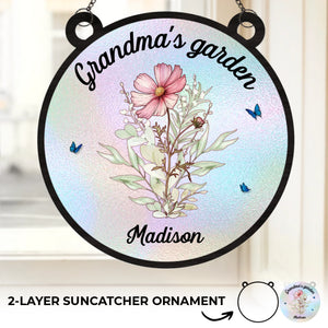 Dans chaque fleur, une histoire - Attrape-soleil personnalisé à suspendre à une fenêtre - Cadeau pour maman et grand-mère