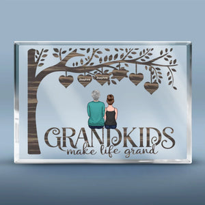 Son amour vit dans mon cœur - Plaque rectangulaire personnalisée en acrylique pour famille - Cadeau pour maman, grand-mère