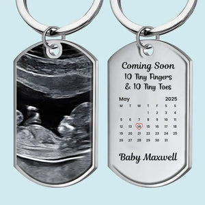 Porte-clés personnalisé avec photo « En attente du plus doux bonjour » - Cadeau pour la fête des mères, baby shower, première maman