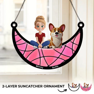 Les amis à fourrure créent les meilleurs souvenirs - Attrape-soleil personnalisé pour fenêtre, chien et chat - Cadeau pour propriétaires et amoureux des animaux
