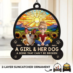 Un lien indestructible, un éclat éternel – Ornement attrape-soleil personnalisé pour fenêtre, motif chien – Cadeau pour propriétaires et amoureux des animaux