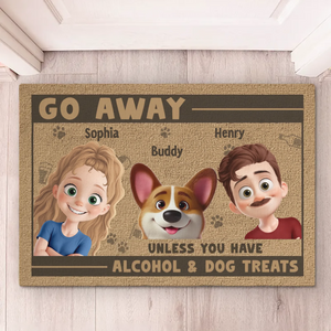 Partez, sauf si vous avez des friandises pour votre patron ! Tapis décoratif personnalisé pour couple ! Cadeau de pendaison de crémaillère pour mari et femme, anniversaire, propriétaires d'animaux et amoureux des animaux.