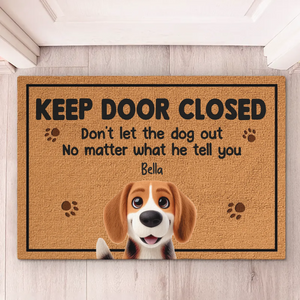 Porte fermée, ne faites pas confiance au chat ! Tapis décoratif personnalisé pour chien et chat ! Cadeau de pendaison de crémaillère pour propriétaires et amoureux des animaux.