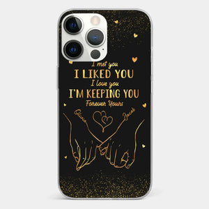 Votre main s'intègre parfaitement à la mienne - Coque de téléphone transparente personnalisée pour couple - Cadeau pour mari et femme, anniversaire