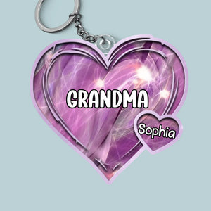 L'amour grandit mieux dans le cœur d'une grand-mère - Porte-clés personnalisé en acrylique de forme personnalisée pour la famille - Cadeau pour maman et grand-mère