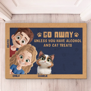 Pas de friandises, pas de bienvenue ! Tapis décoratif personnalisé pour couple ! Cadeau de pendaison de crémaillère pour mari et femme, anniversaire, propriétaires d'animaux et amoureux des animaux.
