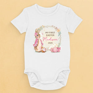 Baisers de lapin et vœux printaniers - Body bébé personnalisé en famille - Cadeau de Pâques pour bébé, enfant et nouveau-né