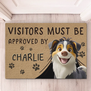 Ici, les chiens sont rois, les humains sont les bienvenus ! Tapis décoratif personnalisé pour chien ! Cadeau de pendaison de crémaillère pour les propriétaires et les amoureux des animaux.