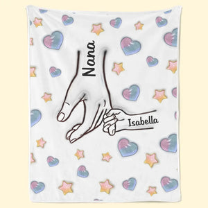 Toujours connectés, main dans la main - Couverture familiale personnalisée avec effet gonflable 3D - Cadeau pour la fête des mères, maman, grand-mère