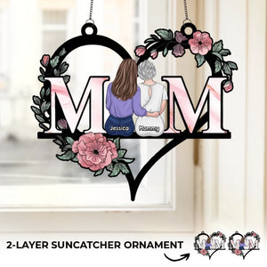 Maman, pour toujours dans mon cœur - Ornement attrape-soleil personnalisé à suspendre à la fenêtre - Fête des Mères, cadeau pour maman, fille