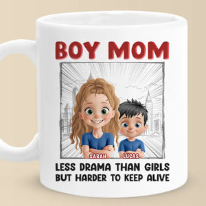 Élever des garçons, survivre au chaos - Tasse personnalisée pour la famille - Fête des Mères, cadeau pour maman, fils