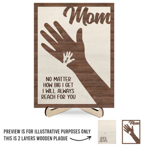 Des petites mains aux grands cœurs - Plaque en bois personnalisée à 2 couches avec support - Cadeau de fête des mères pour maman et grand-mère