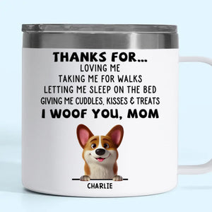 Les chiens sont heureux en fourrure - Gobelet personnalisé en acier inoxydable de 14 oz avec poignée - Cadeau pour les propriétaires et les amoureux des animaux