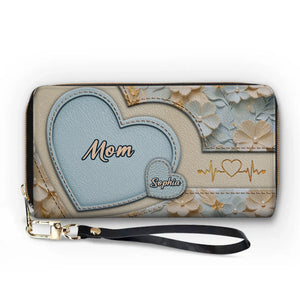 Un souvenir précieux, un souvenir précieux pour la vie ! Portefeuille long en cuir personnalisé pour la famille - Cadeau pour la fête des mères, maman et grand-mère