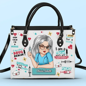 Gardez votre calme, je suis infirmière ! Sac à main en cuir personnalisé pour infirmière ! Cadeau de remerciement, d'appréciation, de vie d'infirmière et de médecin.