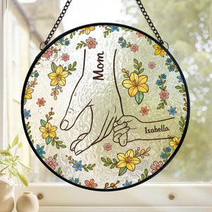 Dans chaque poignée, une vie d'amour - Attrape-soleil personnalisé à suspendre pour vitrail familial - Fête des Mères, cadeau pour maman, grand-mère