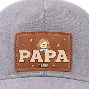 Papa, aimé de sa petite équipe - Chapeau personnalisé en cuir avec patch - Fête des pères, cadeau pour papa, grand-père