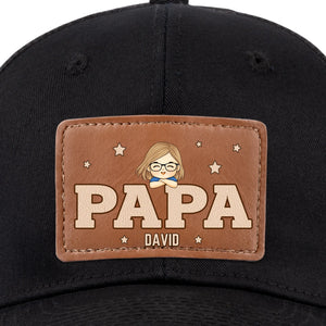 Papa, aimé de sa petite équipe - Chapeau personnalisé en cuir avec patch - Fête des pères, cadeau pour papa, grand-père