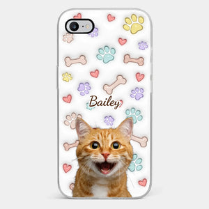 Coque de téléphone transparente personnalisée avec photo « Gardez votre calme et caressez un chat » - Motif 3D gonflable pour chien et chat - Cadeau pour les propriétaires et les amoureux des animaux