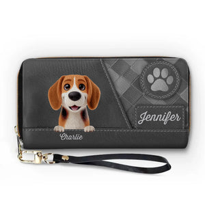 Ami à quatre pattes, amour éternel - Portefeuille long en cuir personnalisé pour chien et chat - Cadeau pour propriétaires et amoureux des animaux