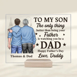 Célébrer l'homme que vous êtes devenu - Plaque rectangulaire personnalisée en acrylique pour la famille - Fête des pères, fête des mères, cadeau pour fils