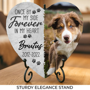 Photo personnalisée « Pour toujours dans mon cœur » – Pierre commémorative personnalisée en forme de cœur – Nouveauté, cadeau de condoléances pour les propriétaires et les amoureux des animaux – AMZ
