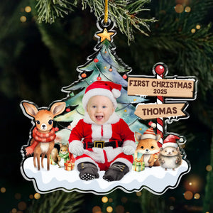 Photo personnalisée sous le gui avec mon petit bout de chou - Décoration familiale personnalisée - Acrylique en forme personnalisée - Cadeau de Noël pour bébé, nouveau-né, premier Noël
