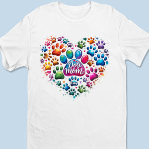 T-shirt unisexe personnalisé « Cœur coloré » pour chien, haut de gamme, sweat à capuche – Fête des Mères, cadeau pour les propriétaires d'animaux et les amoureux des animaux.