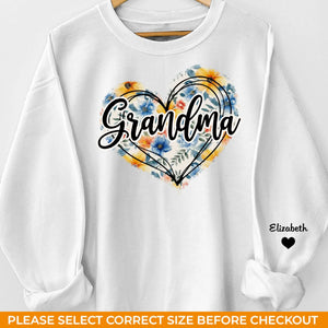 Grandma, We Love You With All Our Hearts - Family Personalized Custom Unisex Sweatshirt With Design On Sleeve - Gift For Mom, Grandma