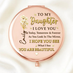 Custom Compact Mirror - Personalized Birthday Gifts For Daughter - A Mother’s Love, Forever Wrapped Around You
