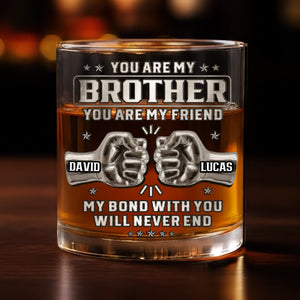 Custom Whiskey Glass - Personalized Birthday Gifts For Brother - Family By Chance, Brothers Forever