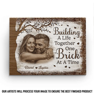 Custom Photo Horizontal Rectangle Shaped Building Brick Blocks - Personalized Anniversary Wedding Gifts For Husband And Wife, Him And Her - Side By Side Feels Easy