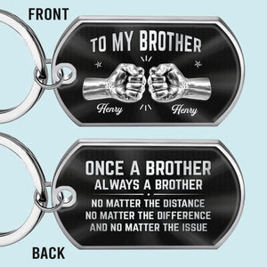 Custom Keychain - Personalized Birthday Gifts For Brother - Side By Side Since Day One