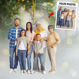 Photo personnalisée « Il n'y a pas d'endroit comme la maison » - Ornement personnalisé familial personnalisé - Forme personnalisée en acrylique - Cadeau de Noël pour les membres de la famille