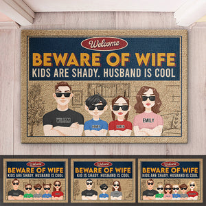 Attention, épouse, mari, c'est cool ! Tapis décoratif personnalisé pour la famille ! Cadeau pour les membres de la famille