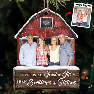 Photo personnalisée pour frères et sœurs : profitez ensemble de la période de Noël - Ornement personnalisé familial personnalisé - Forme personnalisée en bois - Cadeau de Noël pour frères et sœurs, frères, sœurs, cousins, amis