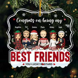 Félicitations à vous, les chanceux ! Décoration personnalisée pour meilleure amie ! En acrylique, forme personnalisée ! Cadeau de Noël pour meilleurs amis, meilleures amies, sœurs, collègues.