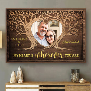 Mon cœur est là où tu es - Affiche horizontale personnalisée - Télécharger une image, cadeau pour couple, mari et femme